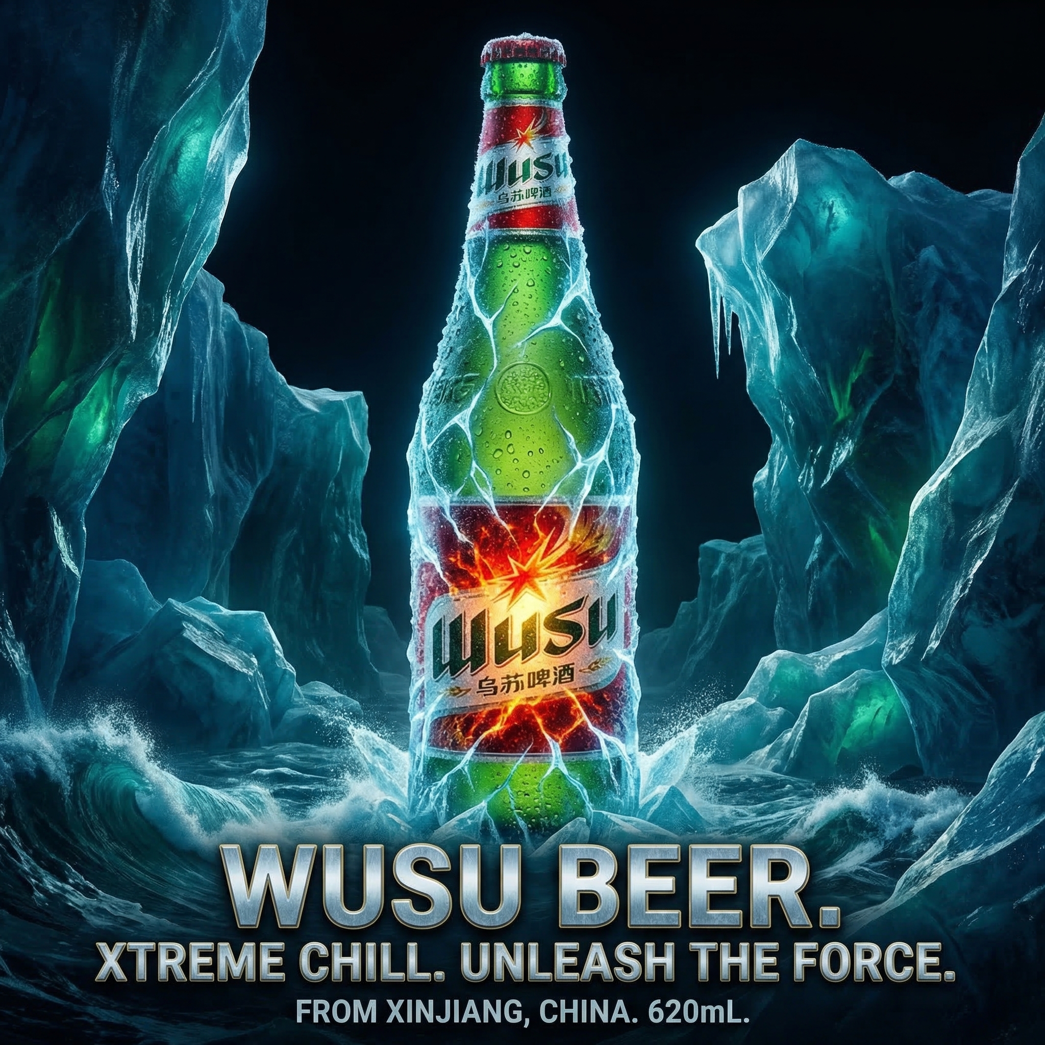 乌苏啤酒冰川场景宣传图