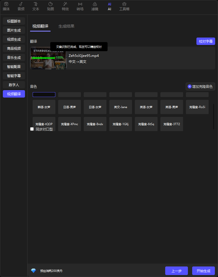 视频翻译结果示意图